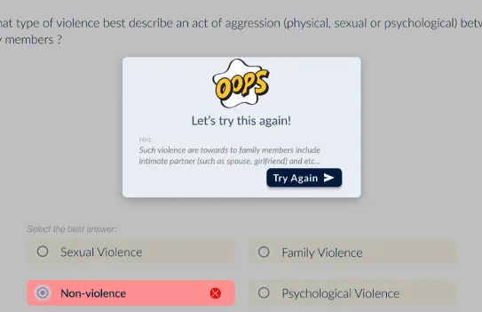 Digitising Self Help Booklet — d. Question Overlay Page